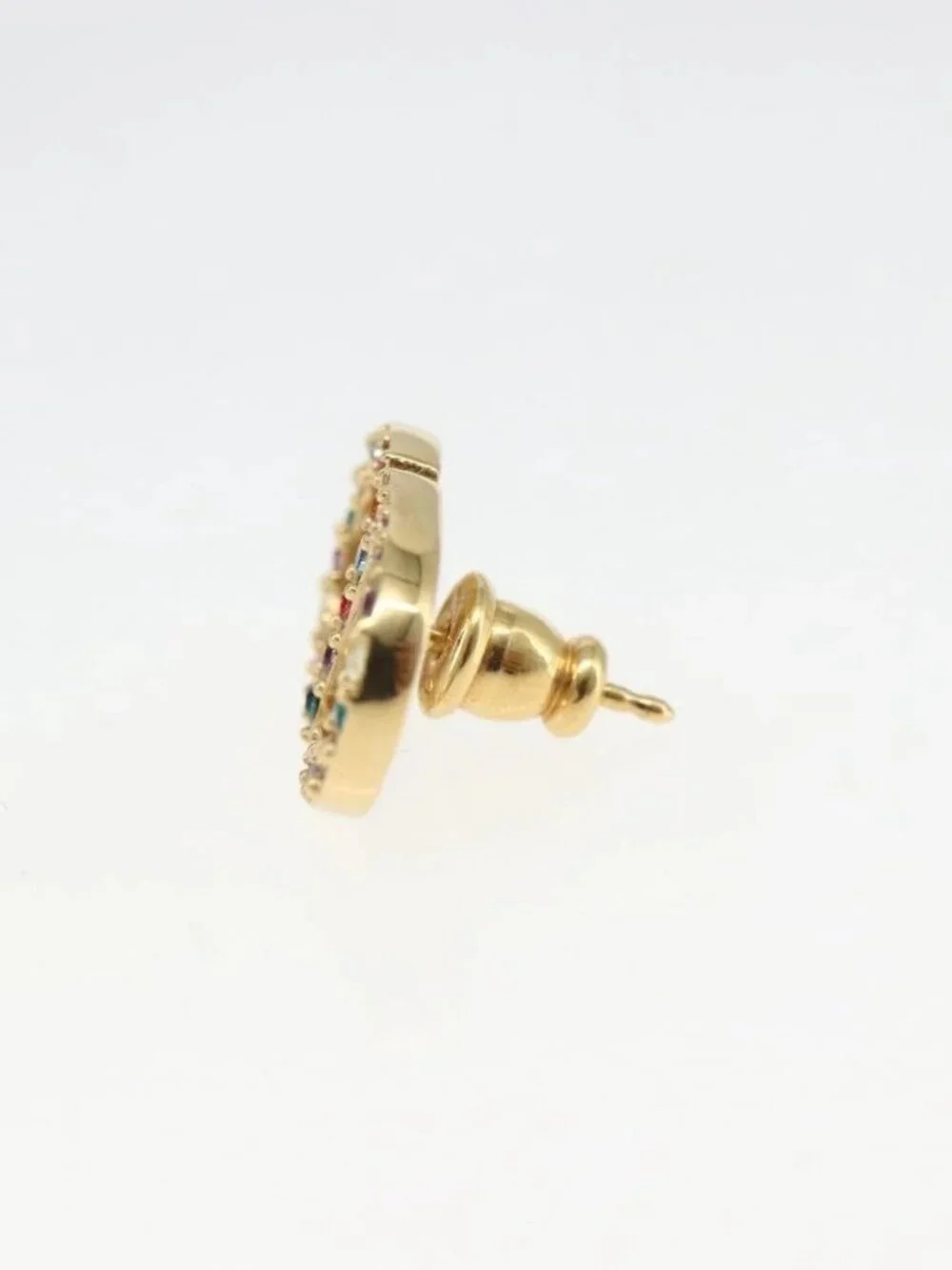 Christian Dior Rhinestone Pierce Earring metal Gold Tone Auth 168258M